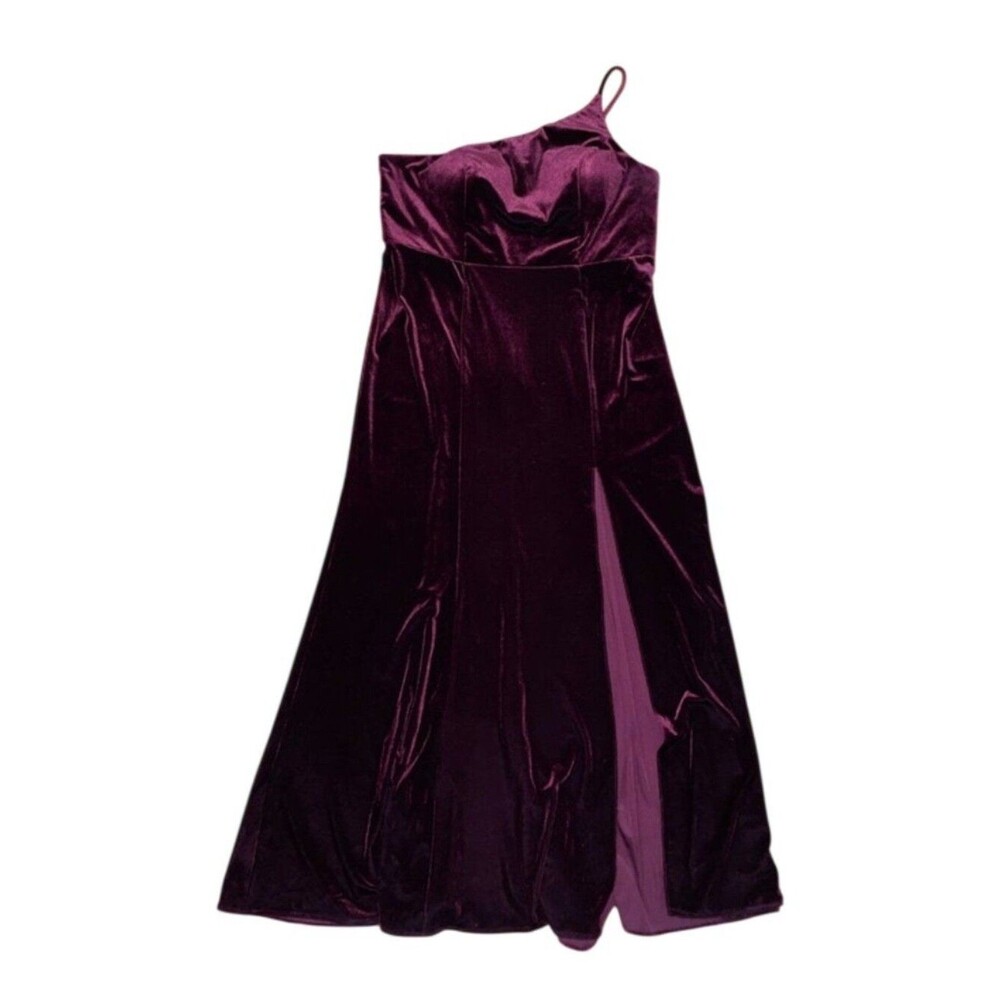 Azazie Kala Bridesmaid Dress A18 Plus Size Burgundy Wine One-Shoulder Velvet